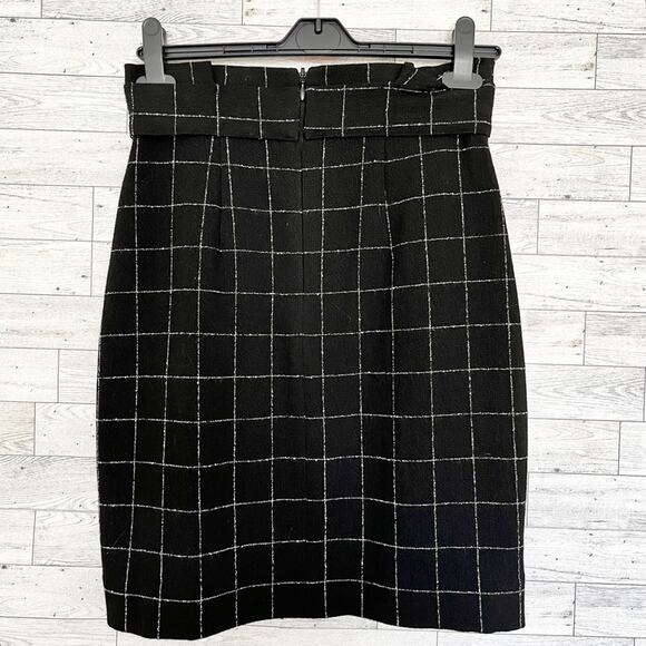 H&M Black & White Windowpane Paperbag Skirt, 2, NWOT! - Picture 6 of 8